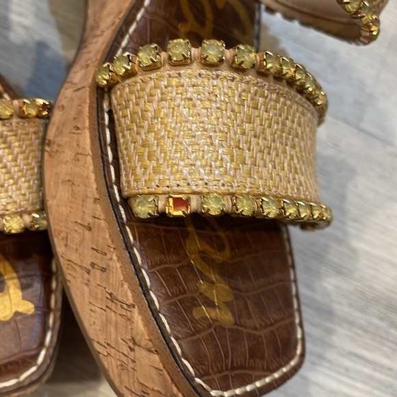 Sam Edelman Angelina Double Strap Slip On Open Toe Wedges Sandals Size 9.5 - Picture 5 of 7